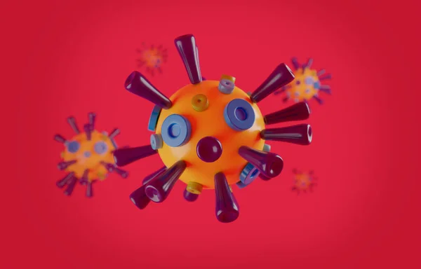 Colorful Virus Toy Covid Magenta Background — Stock Photo, Image