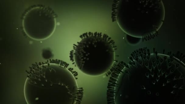 Świat Wirusów Render Animation Minimalistic Earth Viruses Spikes Zielona Kamera — Wideo stockowe