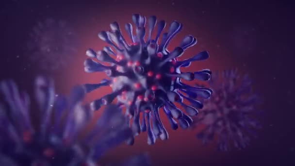 Virus Púrpura Con Detalles Magenta Renderizado Virus Peligroso Microscópico Fondo — Vídeos de Stock