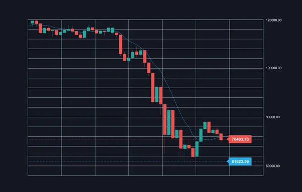 Ilustração Vetorial Gráfico Mercado Ações Com Velas Indicadores Escala Preços — Vetor de Stock