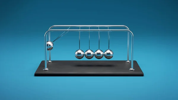 Illustration Newton Cradle Chrome Metal Spheres Reflections Colliding Movement Motion — Stock Photo, Image