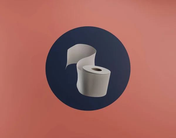 Toiletpapier Roll Illustratie Vooraanzicht Blauwe Cirkel Roze Achtergrond — Stockfoto