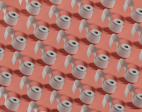 Tuvalet kağıdı rulo 3D Illustration, Zemine Bağlı, Isometric View, Pembe Arkaplan