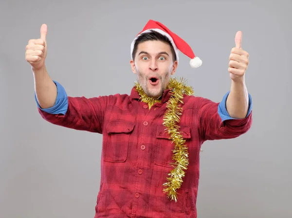 Young cool man with Santa Claus hat — Stock Photo, Image