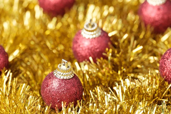 Vánoční a novoroční výzdoba na glitter pozadí — Stock fotografie