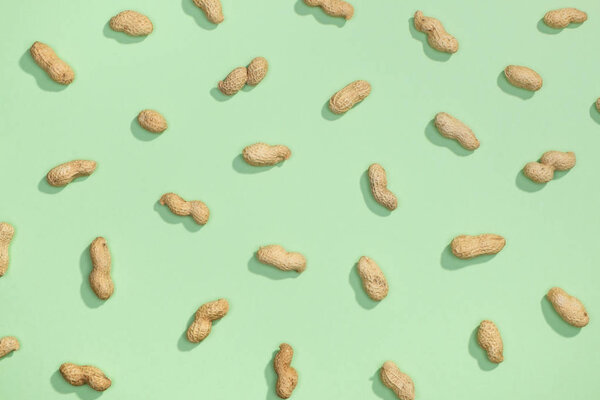 Peanut nuts flat lay pattern