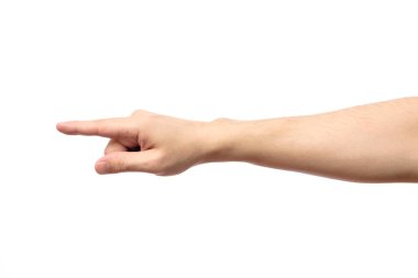 Closeup izole erkek el işaret