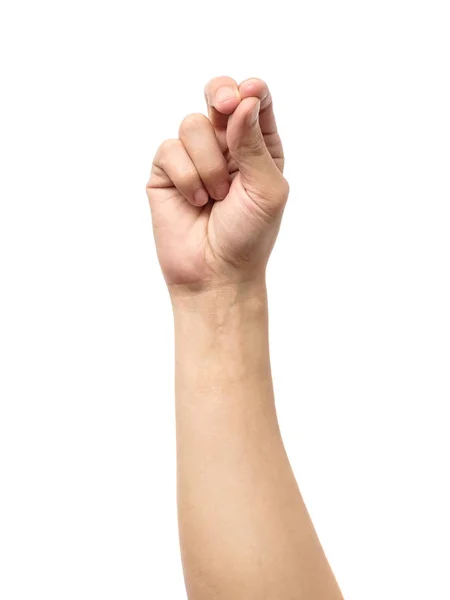 Измеряющий невидимый предмет руки человека изолирован — стоковое фото
