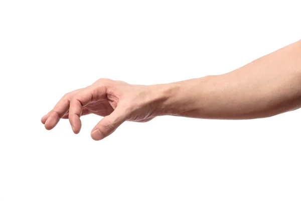 Ręką człowieka pomiaru niewidoczny element na białym tle — Zdjęcie stockowe