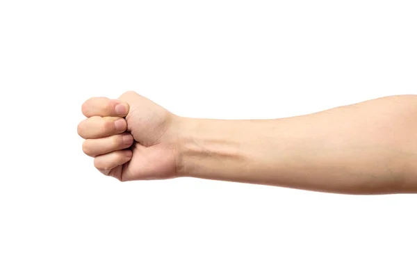 Чоловічий згорнутий кулак ізольований на білому — стокове фото