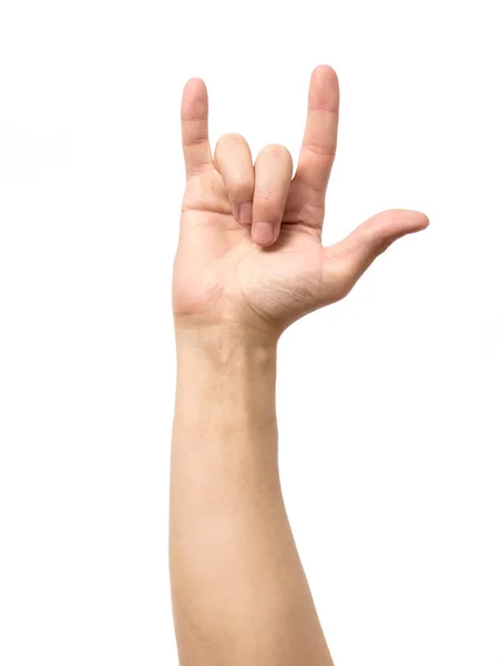 Hand giving the devil horns gesture — Stock Photo, Image