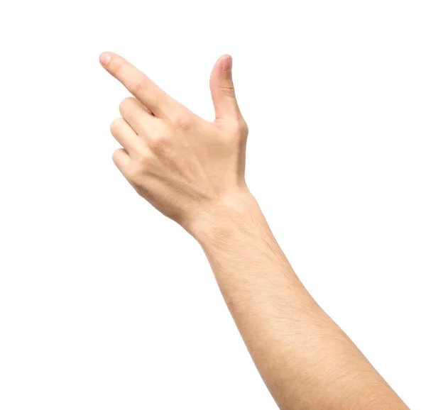 Nahaufnahme einer männlichen Hand, die isoliert zeigt — Stockfoto
