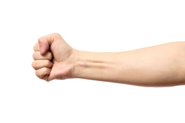 Мужской сжатый кулак изолирован на белом — стоковое фото