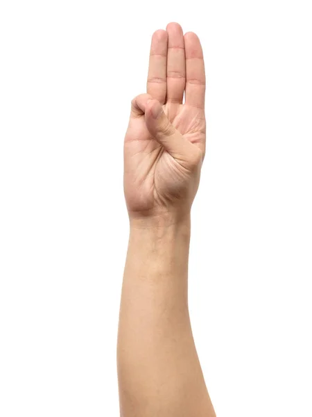 Uomo mano mostrando gesto isolato — Foto Stock