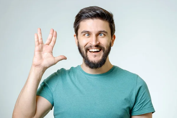 L'uomo che fa salutare Vulcano isolato — Foto Stock