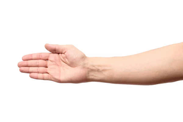 Man hand op handshaking geïsoleerd uitrekken — Stockfoto