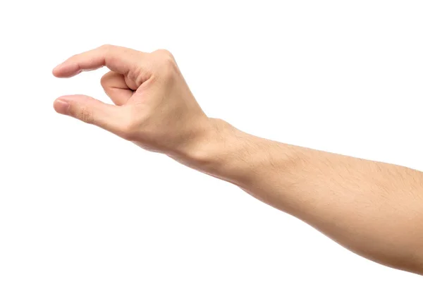 La main d'homme mesure un objet invisible isolé — Photo