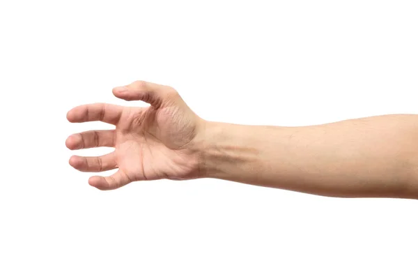 Uomo stretching mano a stretta di mano isolato — Foto Stock