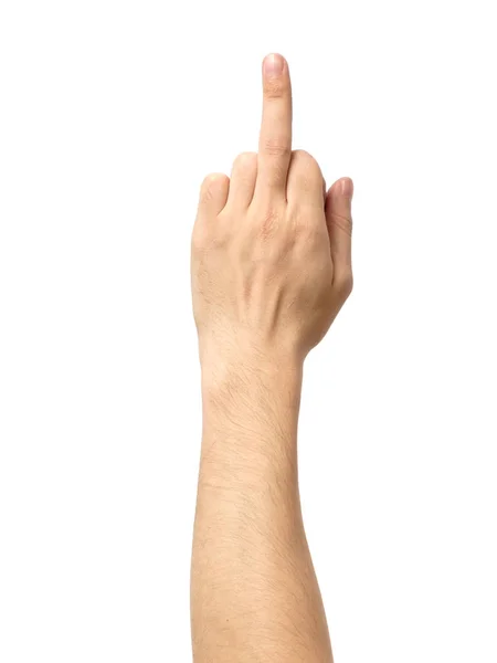 Dedo medio, gesto ofensivo aislado — Foto de Stock