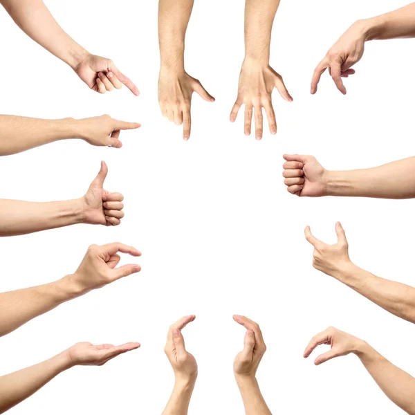 Birden fazla erkek beyaz el hareketleri üzerinde beyaz ba izole