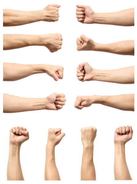 Set of male's fist isolated on white — Stock Photo, Image