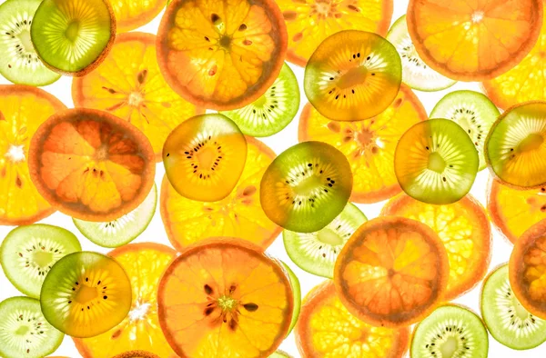 Beyaz Mandarin ve kivi dilimleri — Stok fotoğraf