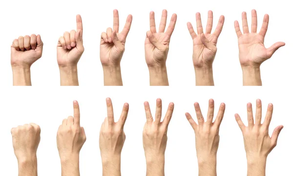 Male hands counting from zero to five isolated — Stock Photo, Image