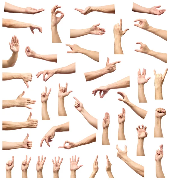 Birden fazla erkek beyaz el hareketleri üzerinde beyaz ba izole