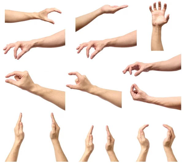 Set of man hands measuring invisible items — Stock Photo, Image