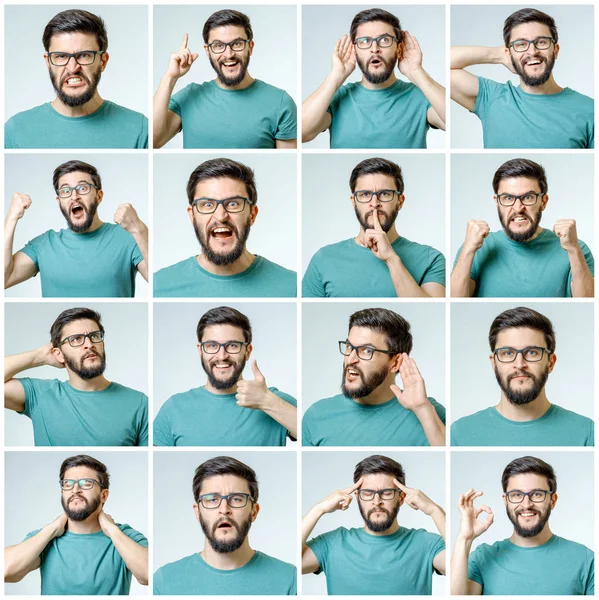 Set schöner emotionaler Mann — Stockfoto