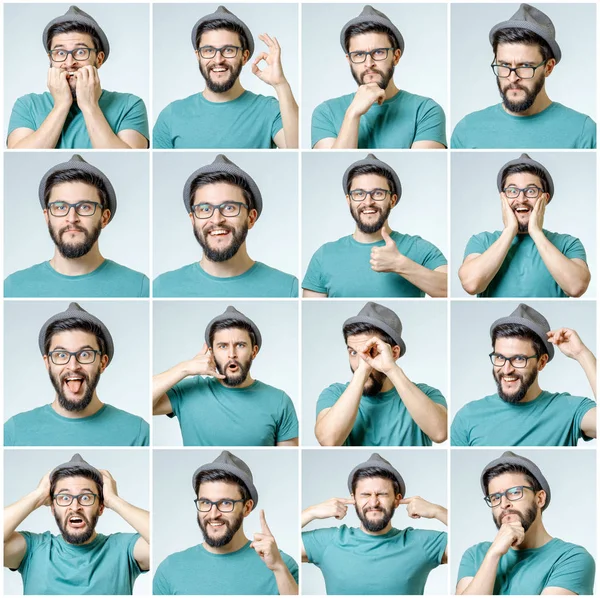 Porträts junger Männer mit unterschiedlichen Gefühlen — Stockfoto