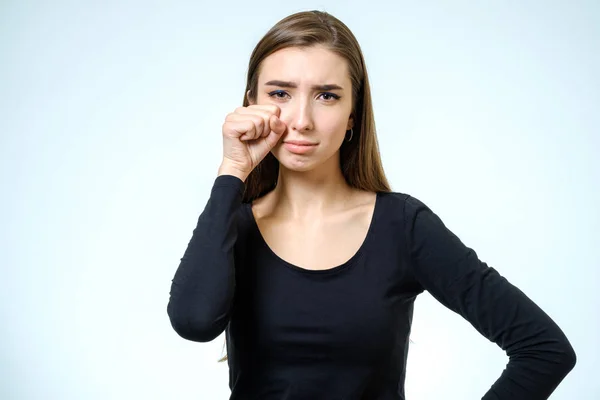 A sad beautiful woman crying — Stock Photo, Image