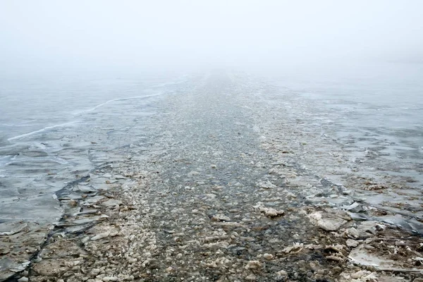 Channel made by an icebreaker — Stock Photo, Image