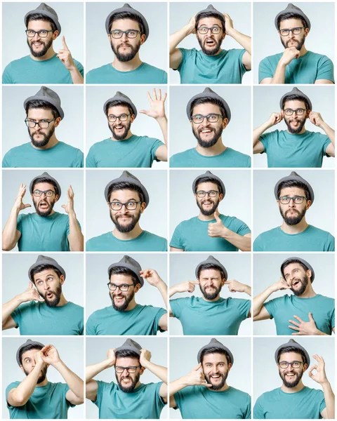 Conjunto de guapo hombre emocional —  Fotos de Stock