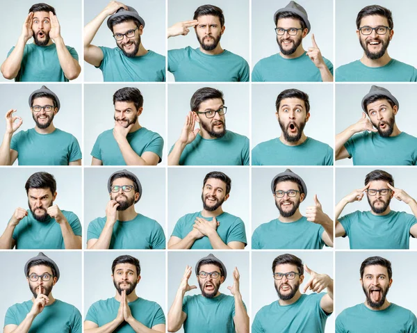 Set schöner emotionaler Mann — Stockfoto