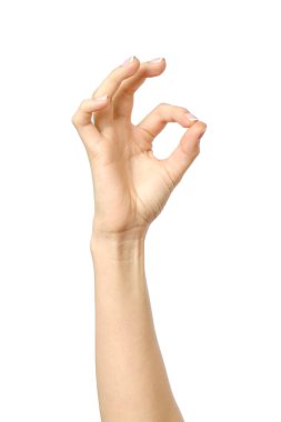 Ok işaret gösteren kadın eli closeup