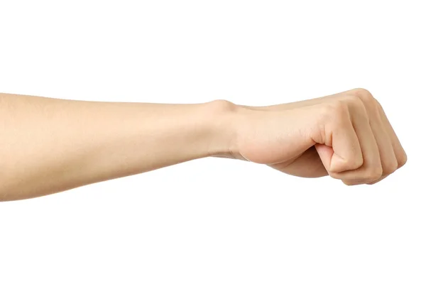Кулачный жест белой женщины — стоковое фото