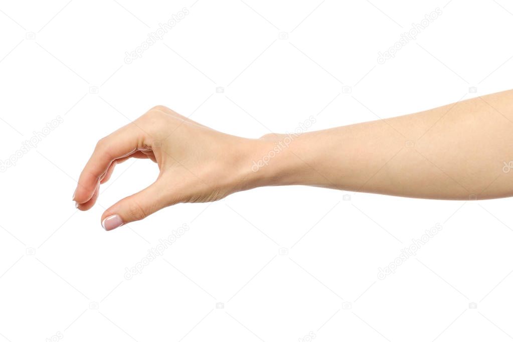 Woman's hand grabbing or measuring something