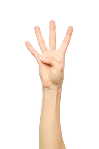 Kézi számlálás. Négy ujja. Elszigetelt — Stock Fotó