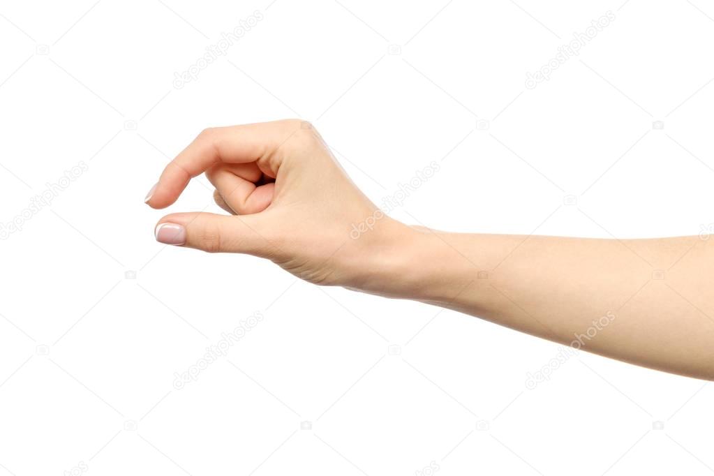 Hand showing size gesture isolated