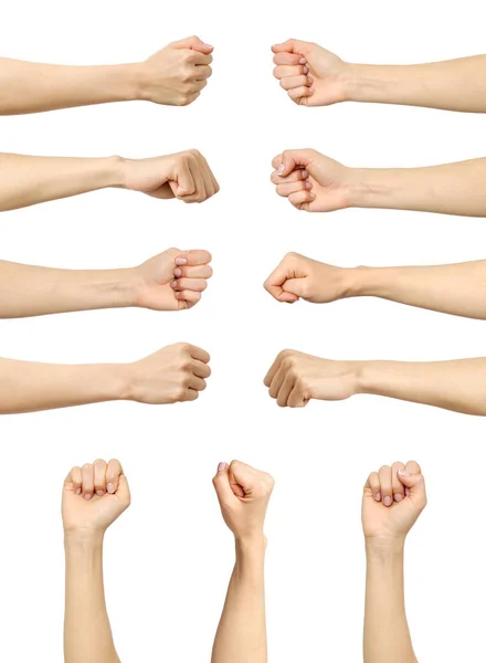 Multiple female caucasian clenched fist — Stock Photo, Image