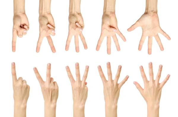 Set of counting female hand sign isolated — Stock Photo, Image