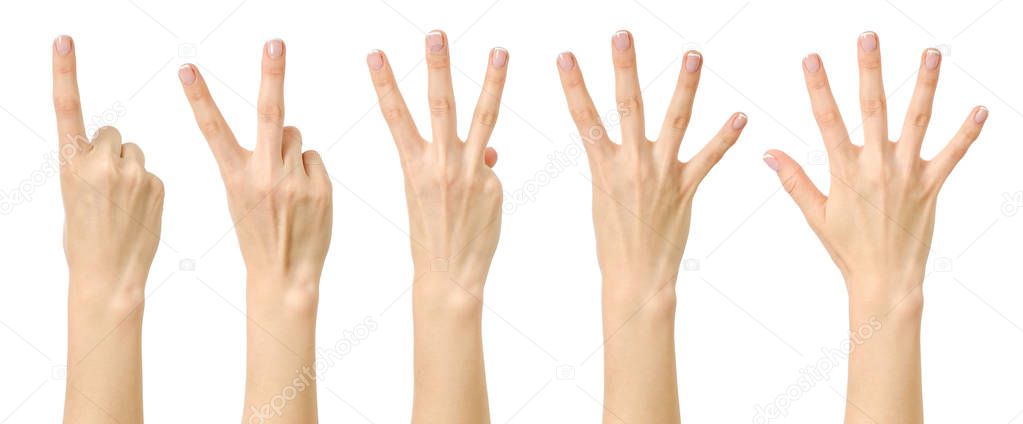 Female hand counting from one to five