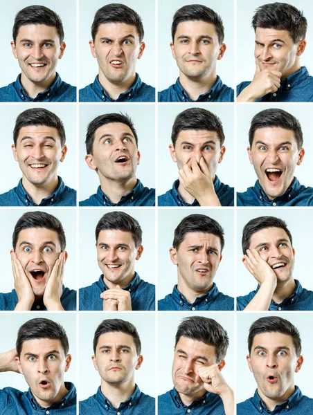 Mosaik von Menschen, die unterschiedliche Emotionen ausdrücken — Stockfoto