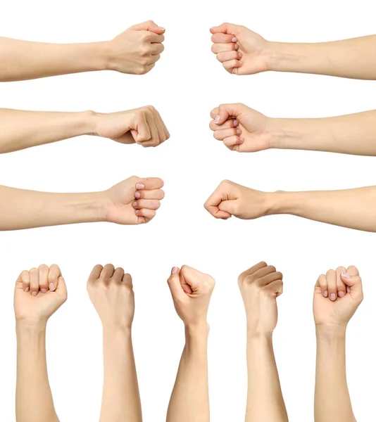 Multiple female caucasian clenched fist — Stock Photo, Image