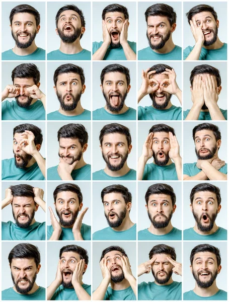 Genç adamın portre farklı duygular ile kümesi