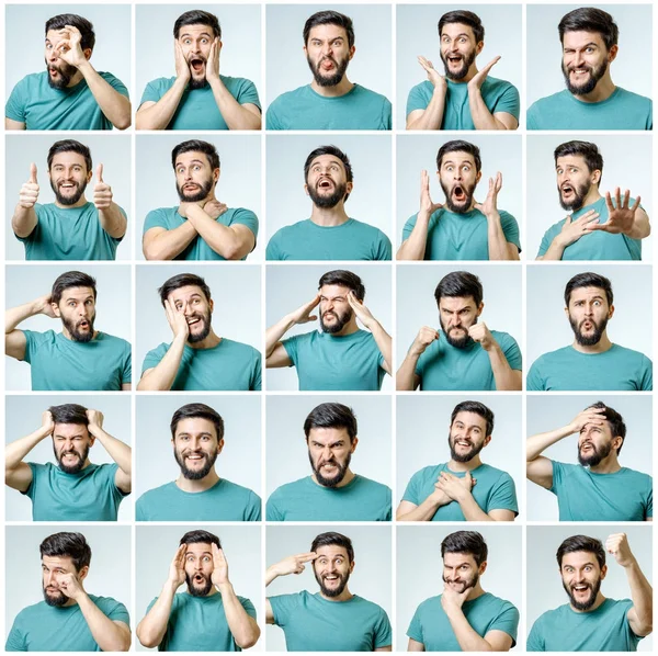 Set schöner emotionaler Mann — Stockfoto