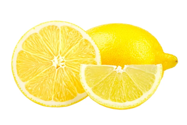 Gelbe Zitronen Zitrusfrüchte isoliert auf Weiß — Stockfoto