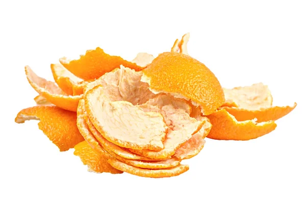 Scorza di mandarino isolata su bianco — Foto Stock