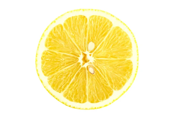 Fatia madura texturizada de citrinos de limão isolada — Fotografia de Stock